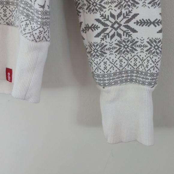 EDC by Esprit Fair Isle Y2K Cowl Neck Hoodie Sweatshirt Gray White M - Picture 7 of 13